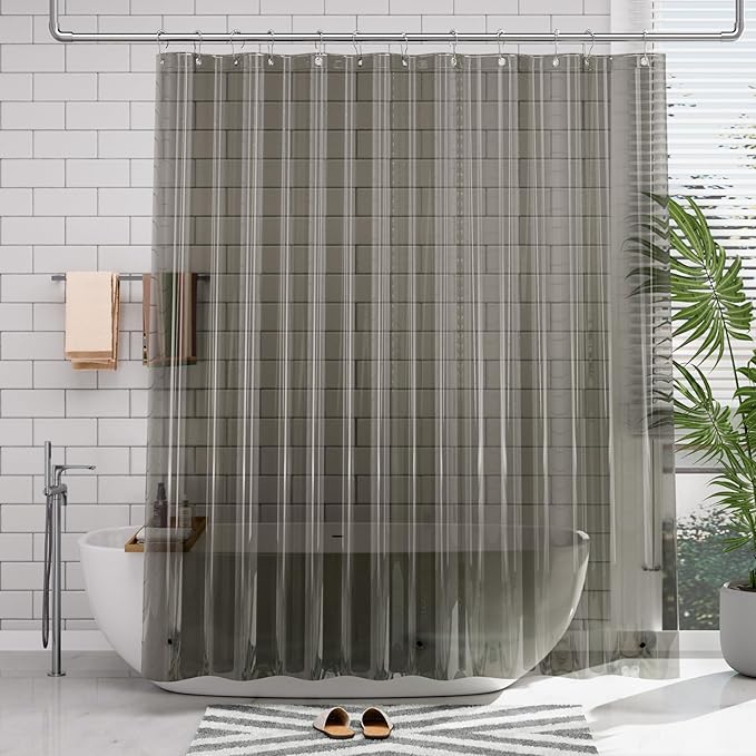 AmazerBath Extra Long Shower Curtain Liner, Clear Black Shower Liner 84 Inches Long, 72x84 Plastic Shower Curtain Liners, Cute Tall Shower Liner, PEVA Bathroom Shower Curtain Liners & 3 Magnets