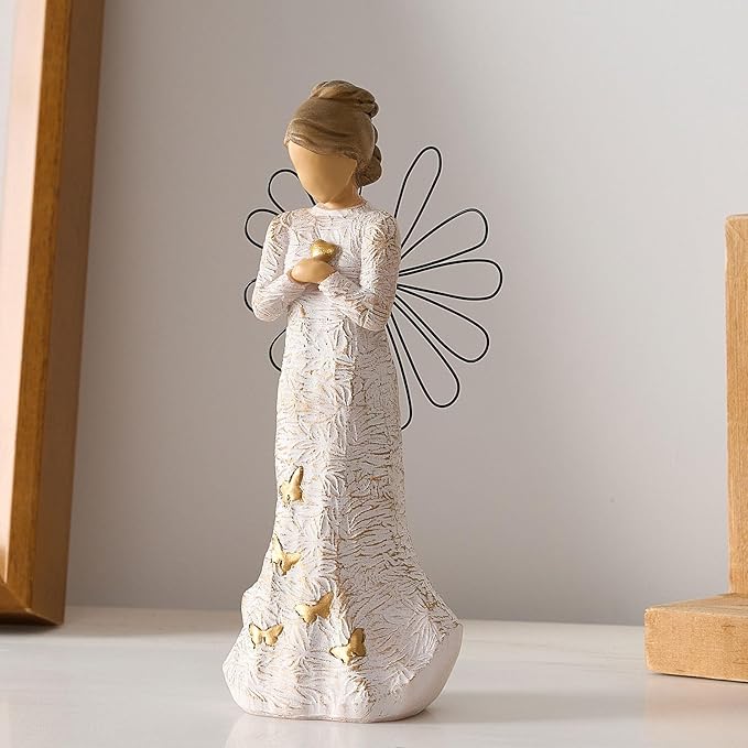 Sympathy Angel Figurines for Loss of Loved Ones Angel Statues Home Decor Serenity Prayer Gifts for Women Resin Sculpted Hand-Painted Figure Bereavement Gift Praying Hands Statue