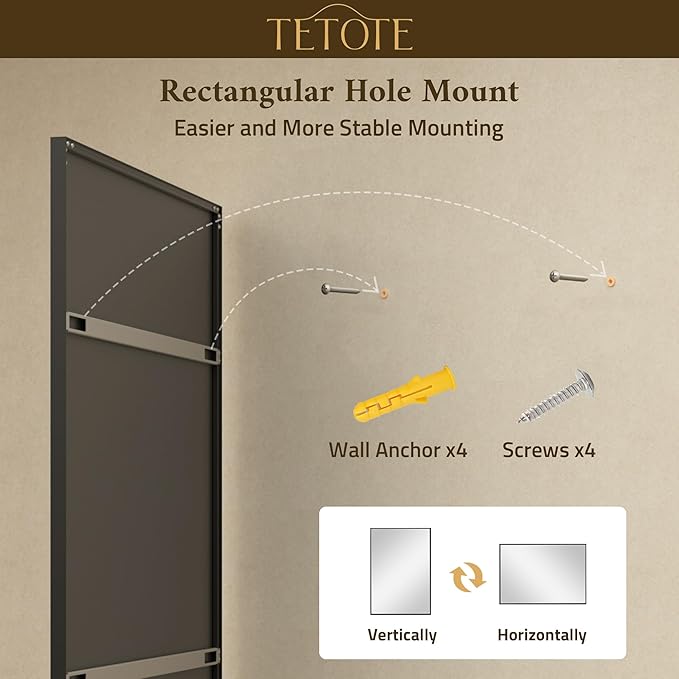 TETOTE Black Bathroom Vanity Mirror Beveled Frame 42" x 36" Black Rectangle Metal Framed Bathroom Wall Mirror for Over Sink, Tempered Glass, Modern Farmhouse Bedroom, Entryway, Living Room