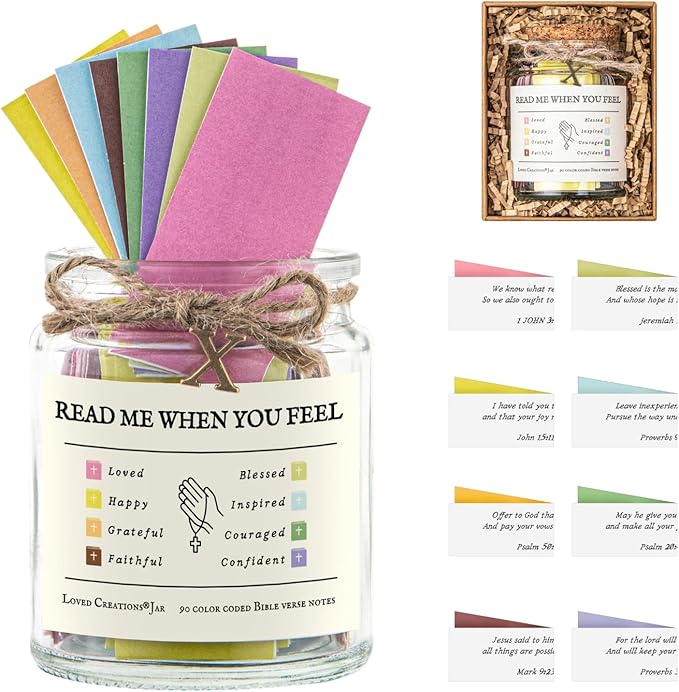 Bible Verse Jar for Christmas Gifts, Initial X Read Me When Prayer, Emotion and Feelings Scripture, Mood-booster Jar Christian Gifts for Women, Scriptural Study Supplies Men Art Work for Family