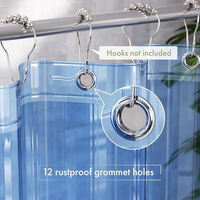 AmazerBath 72x78 Long Shower Curtain Liner, Clear Blue Plastic Shower Curtain Liner, Waterproof PEVA Shower Liner, Cute Lightweight Shower Curtains for Bathroom with 3 Magnets & Rustproof Grommets
