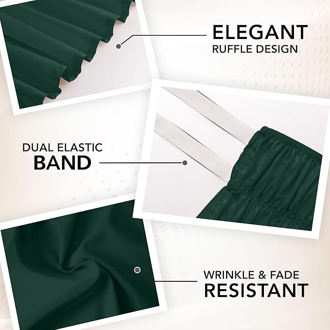 Utopia Bedding King Elastic Bed Ruffle - Easy Wrap Around Ruffle - Microfiber Bed Skirt with Adjustable Elastic Belt 16 Inch Tailored Drop - Hotel Quality Bedskirt, Fade Resistant (King, Emerald)
