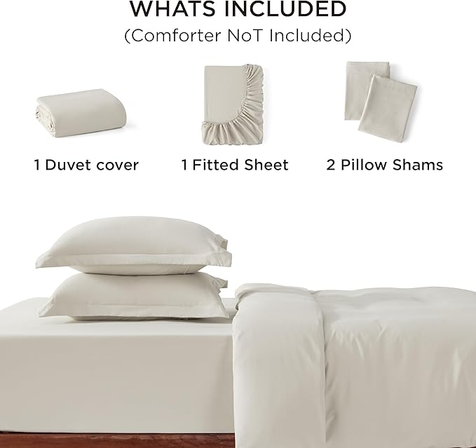 Bedsure Duvet Cover King Size with Fitted Sheet - 4 Pieces Prewashed Polyester Extra Soft Bedding Set, Includes 1 Duvet Cover 104''x90'' with Zipper Closure, 2 Pillow Shams, 1 Fitted Sheet, Linen