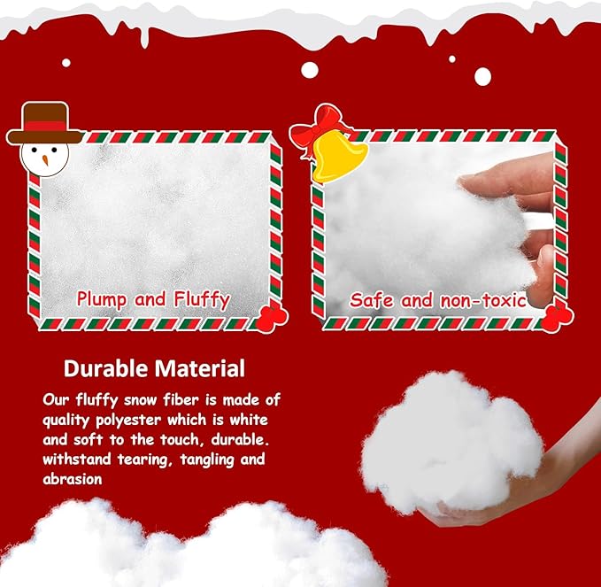 Christmas Fake Snow Decoration,35.2 Oz(1 Bag) White Artificial Snow Cotton Fluffy Fake Snow for Mantle Village,Nativity Set,Faux Snow Christmas Tree Decor,Winter Indoor Home Decoration