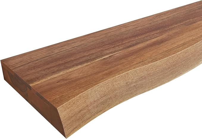 24" Acacia Live Edge Floating Shelves Set of 2 - Wall Mounted Wooden Shelf for Stylish Home Décor - Teak Look Color 24x7.5x1.5 Inches