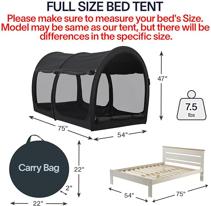 LEEDOR Bed Tent Dream Tents Bed Canopy Shelter Cabin Indoor Privacy Warm Breathable Pop Up Twin/Full/Queen for Kids and Adult Patent Pending(Mattress Not Included)