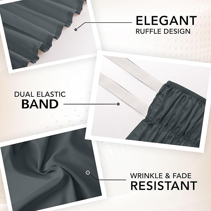 Utopia Bedding Queen Elastic Bed Ruffle - Easy Wrap Around Ruffle - Microfiber Bed Skirt with Adjustable Elastic Belt 16 Inch Tailored Drop - Hotel Quality Bedskirt, Fade Resistant (Queen, Grey)