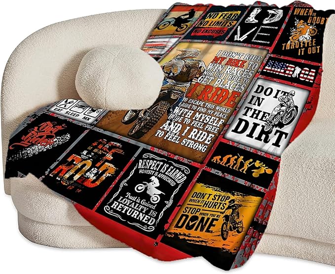Motorcycle Blanket for Boys Girls Women Men Dirt Bike Gifts Motorcycle Throw Blanket Plush Cozy Flannel Fleece Ultra Soft Fuzzy Blankets 60"X50"