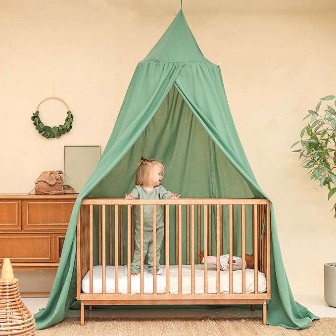 Green Kids Bed Canopy for Child Bedroom | Nursery Crib Hanging Curtain | Baby Mosquito Net Bedding for Girls & Boys Play Room Decoration | Reading Nook Canopies Toddler Dome Tent