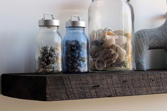 Urban Legacy Reclaimed Barnwood Planks | Floating Shelves for Wall w/Flush Mount Shelf Bracket Set Included | Set of 2 (Coffee Bean, 36"x 7"x 2")