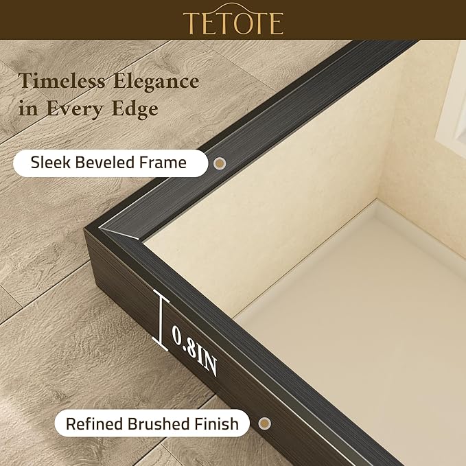 TETOTE Black Mirror for Bathroom Sink 30" x 36" Matte Black Beveled Metal Frame Bathroom Vanity Rectangle Mirror for Wall, Modern Farmhouse, Tempered Glass, Shatterproof, Stronger Frame