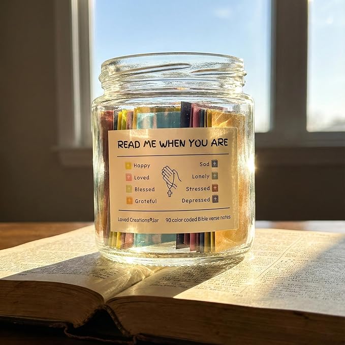 Bible Verse Jar for Christmas Gifts, Initial T Read Me When Prayer, Emotion and Feelings Scripture, Mood-booster Jar Christian Gifts for Women, Scriptural Study Supplies Men Art Work for Family
