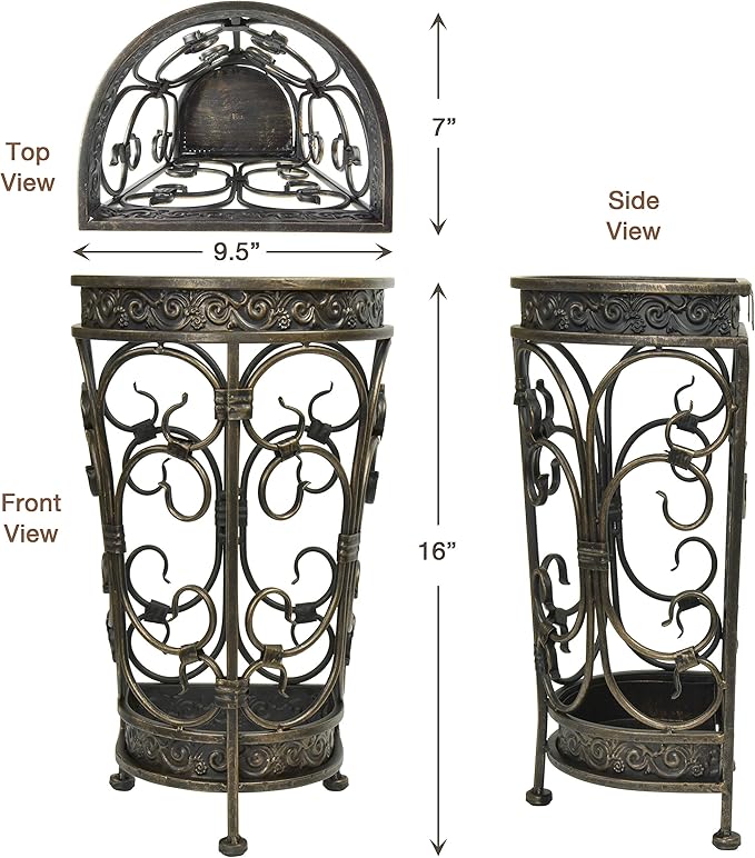 Dualplex Super Quality Umbrella Stand, Umbrella Holder Antique Look Metal Entry Hallway Décor, Wallside Style w/Removable Drip Tray Home Office Decoration Rack Holds Umbrellas Canes Walking Stick
