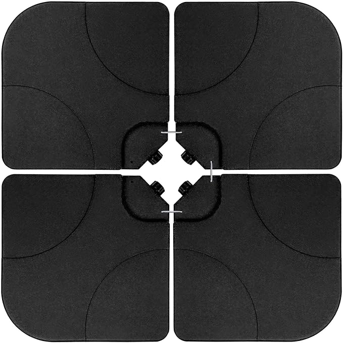 Simple Deluxe 4PCS Cantilever Offset Patio Stands, 176LB Square Shaped Water or 132LB Sand Filled Umbrella Base with U Locking, Black