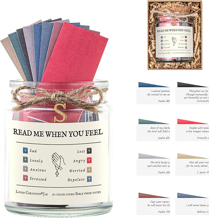 Bible Verse Jar for Christmas Gifts, Initial S Read Me When Prayer, Emotion and Feelings Scripture, Spirit-lifiting Jar Christian Gifts for Women, Scriptural Study Supplies Men Art Work for Family