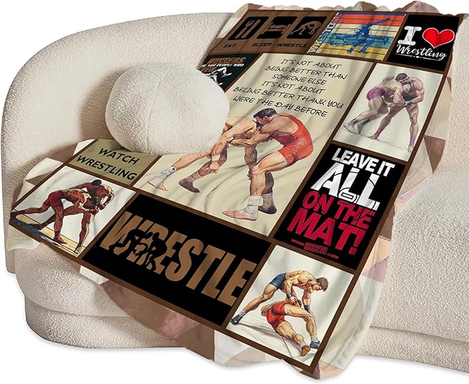 Wrestling Blanket for Boys Girls Women Men Wrestle Gifts Sports Throw Blanket Plush Cozy Flannel Fleece Fuzzy Blankets 80"X60"