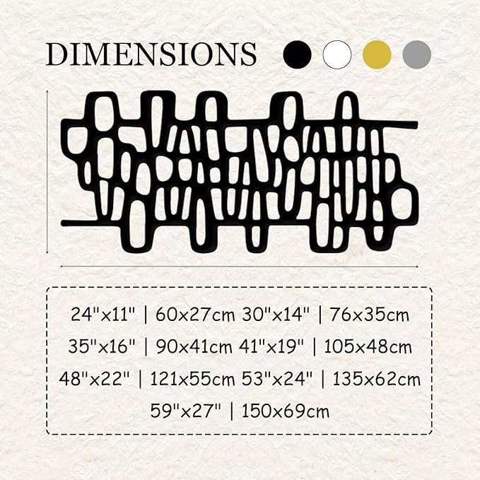 Cadeali Abstract Geometric Metal Wall Art, Modern Circles Metal Decor, Minimalist Line Art, Long Narrow Sign, Luxury Modern Artwork for Living Room, Farmhouse, Office (Silver, 30"x14" | 76x35cm)