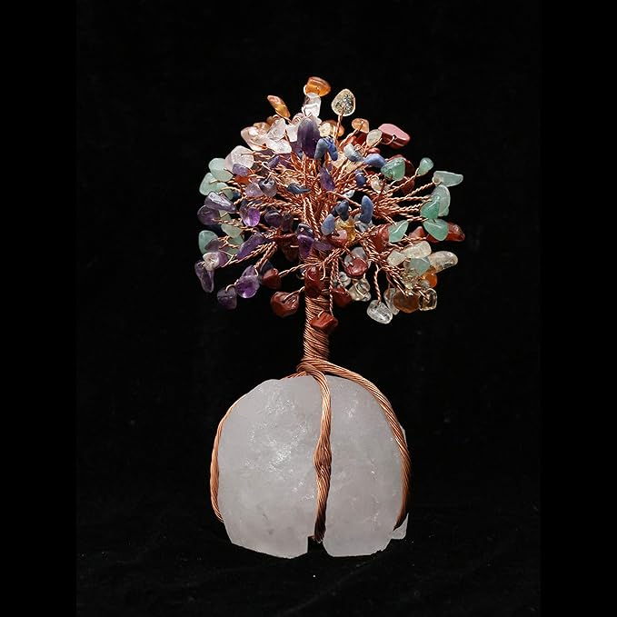 7 Chakra Crystal Tree of Life with Quartz Base – Crystal Room & Home Decor, Cute Home Birthday Gifts for Men & Crystals and Healing Stones for Women Mom Sister Gemstone Tree for Shelf & Bedroom Decor