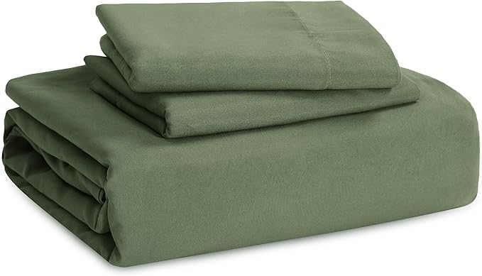 Bedsure Duvet Cover King Size with Fitted Sheet - 4 Pieces Prewashed Cotton-Like Polyester Extra Soft Bedding Set, Includes 1 Duvet Cover 104x90 Inches, 2 Pillow Shams, 1 Fitted Sheet, Olive Green