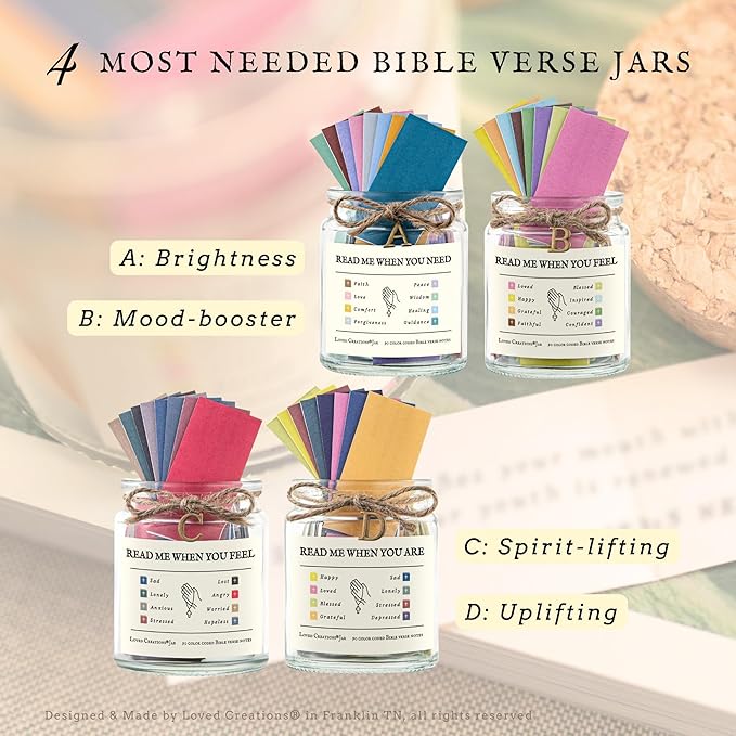 Bible Verse Jar for Christmas Gifts, Initial A Read Me When Prayer, Emotion and Feelings Scripture, Uplifting Jar Christian Gifts for Women, Scriptural Study Supplies Men Art Work for Family