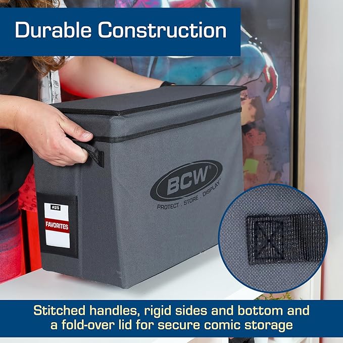 BCW Comic Book Storage Box - 4 Pack | Foldable Comic Book Case | Each fits 125-150 Sleeved and Boarded Comics | Storage For Silver, Bronze, and Current Comics