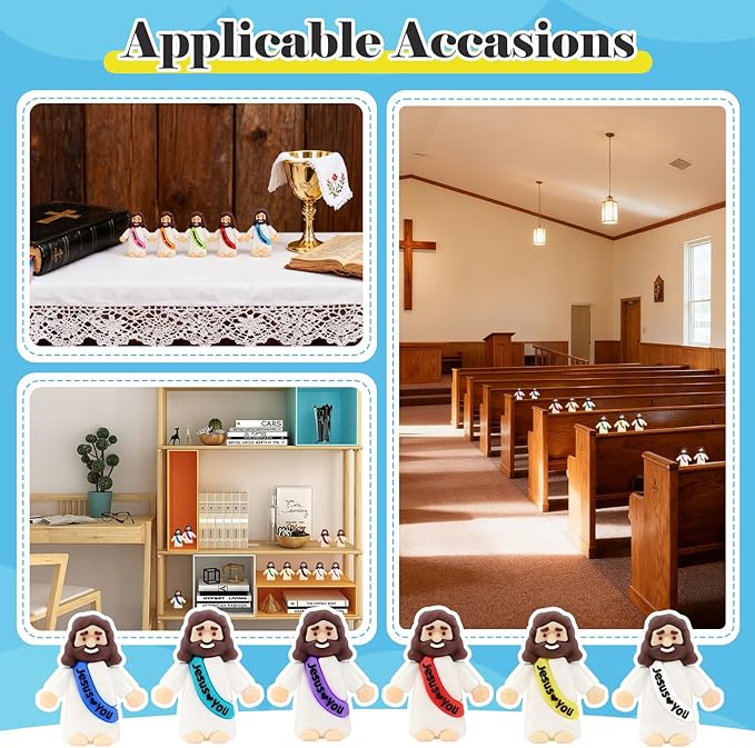 54 Pack Little Jesus Figurines in Bulk, Pocket Jesus Loves You, Jesus Small Figures, Little Tiny Jesus Figures for Church Christmas Party Favors Baptism Gifts Religious Gifts for Easter Egg Stuffers