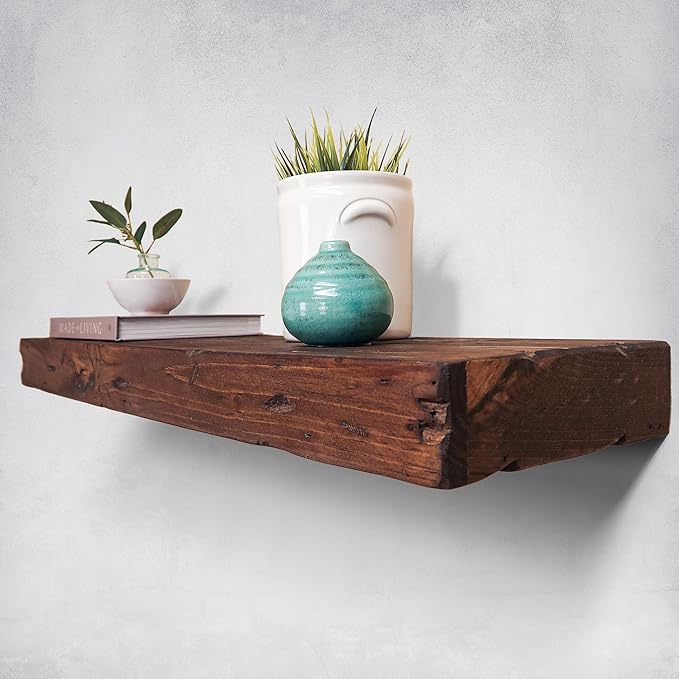 Urbandi Rustic Distressed Floating Shelves, Set of 2, Handmade Out of Pine Wood, 3 Inch Thick, Made in USA (Provincial, 48Lx3Hx6D)