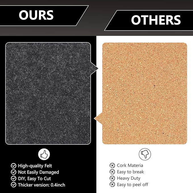 8 Packs Hexagon Felt Pin Board, 12" Bulletin Board with 30 Push Pins, Felt Board for Home Kitchen Office Decor, Self-Adhesive Corkboard Tiles for Walls School Message Photos Memos-Black