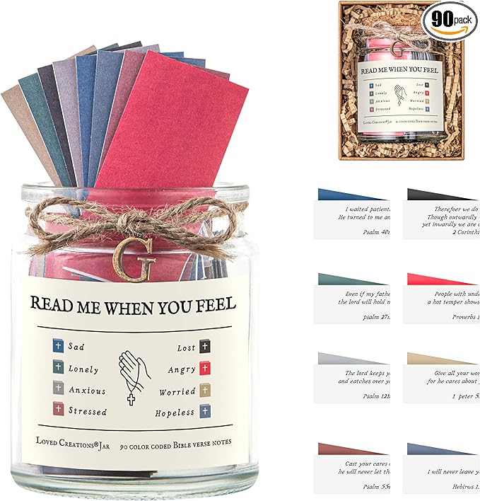 Bible Verse Jar for Christmas Gifts, Initial G Read Me When Prayer, Emotion and Feelings Scripture, Spirit-lifiting Jar Christian Gifts for Women, Scriptural Study Supplies Men Art Work for Family