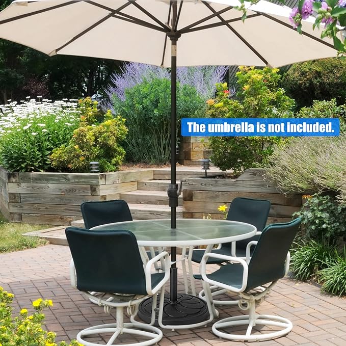 Giantex 40 lbs Patio Umbrella Base, 21.5" Round Market Umbrella Stand for 1.5''-1.9'' Umbrella Poles, Heavy Duty Resin Base with Metal Support Holder for Deck Garden Poolside (40 lbs)