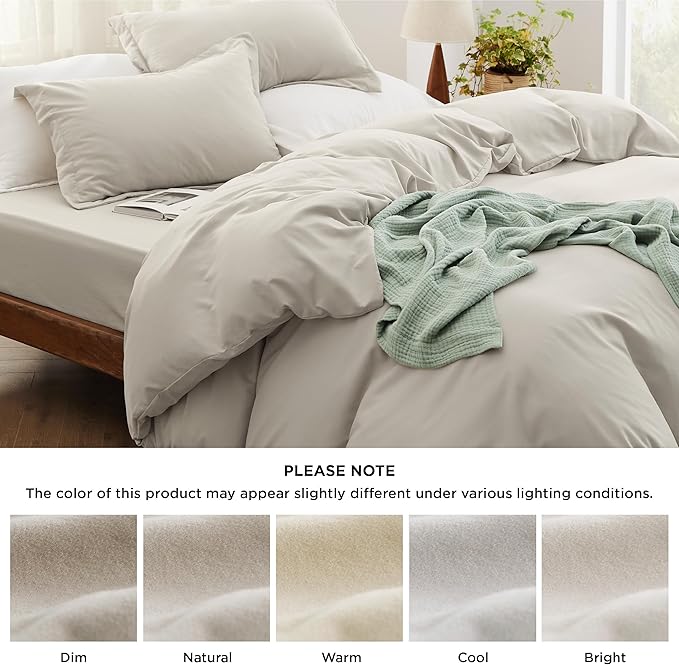 Bedsure Duvet Cover King Size with Fitted Sheet - 4 Pieces Prewashed Polyester Extra Soft Bedding Set, Includes 1 Duvet Cover 104''x90'' with Zipper Closure, 2 Pillow Shams, 1 Fitted Sheet, Linen