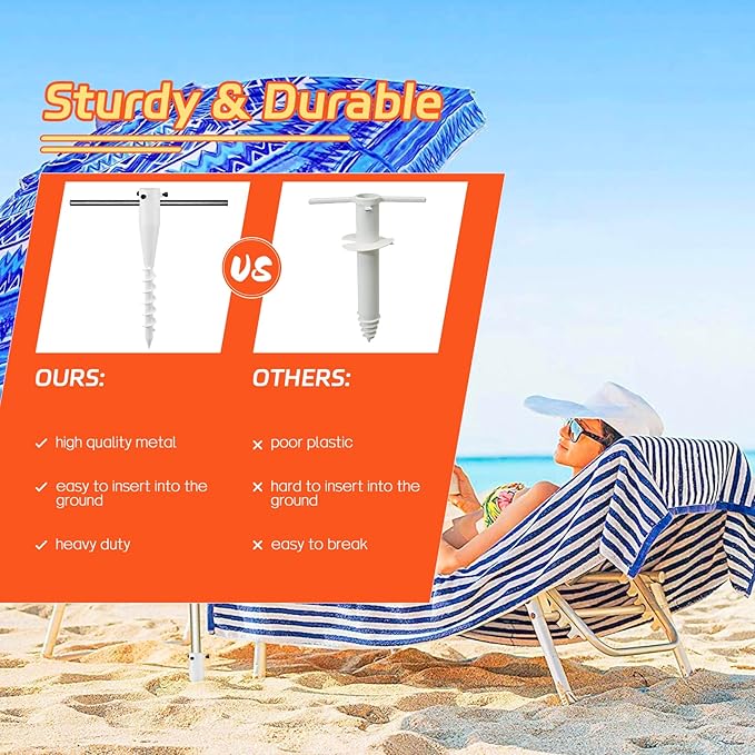 Beach Umbrella Sand Anchor, 2 Pack Heavy Duty Umbrella Stand Outdoor Base 17 Inches Metal No Dig Ground Umbrella Holder, Christmas Tree Stand Base （White）