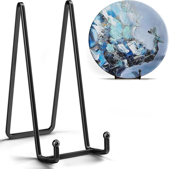 16 Inch Heavy Duty Plate Stand (2 Pack) - Metal Display Easel for Large Plates, Picture Frames, Signs, Posters, Decorative Platters