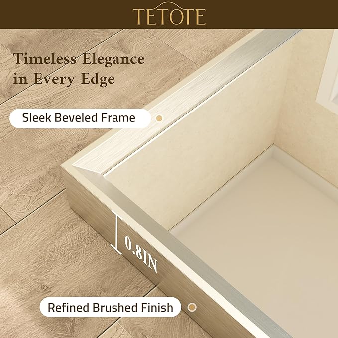 TETOTE Brushed Nickel Bathroom Mirror for Over Sink 40" x 30" Brushed Nickel Beveled Framed Rectangle Vanity Mirror for Bathroom, Bedroom, Entryway, Living Room, Tempered Glass, Stronger Frame