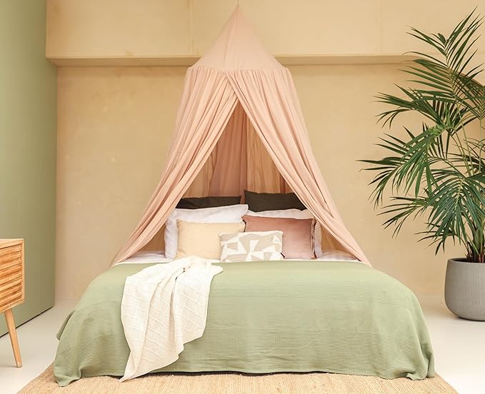 Nougat Bed Canopy for Queen and King-Sized Beds | Bedroom Decoration for Teens or Adults | Conical Shape Insect Netting | Mosquito Net in Multiple Colors and Sizes