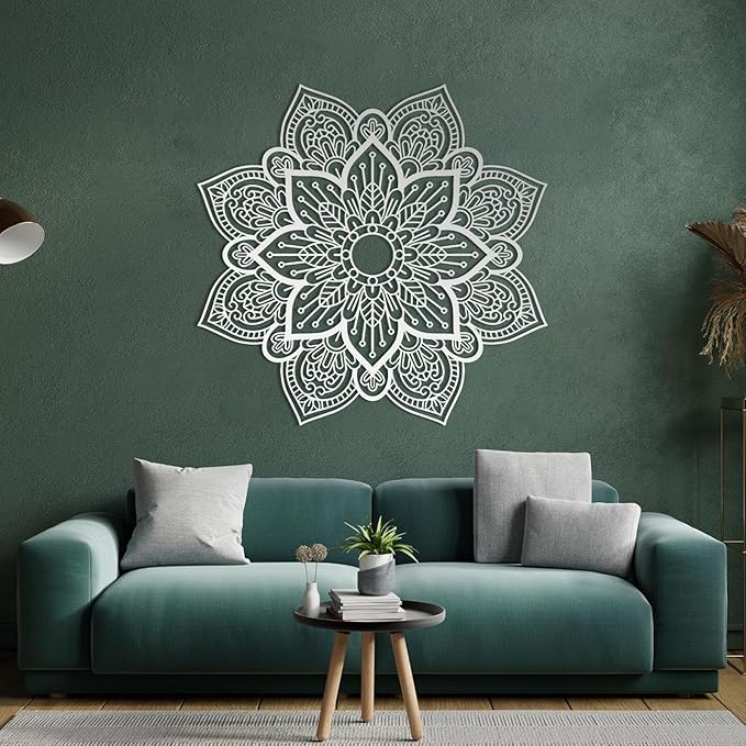 Metal Mandala Flower Wall Art, Large Metal Round Mandala Wall Decor, Lotus Flower Wall Decor, Modern Farmhouse Wall Art for Living Room, Bedroom, Office and Yoga Room (Black, 30"x30"/76x76cm)