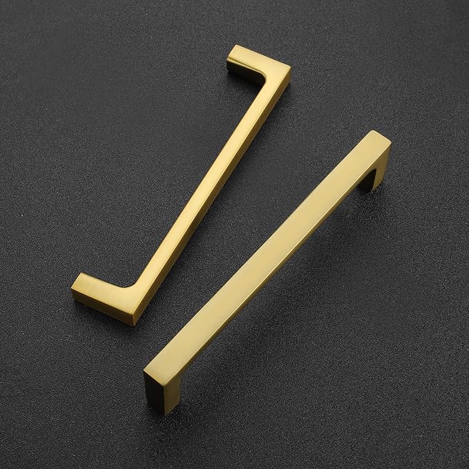 Ravinte 15 Pack Solid 5 Inch Kitchen Square Cabinet Handles Brushed Brass Drawer Pulls Kitchen Cabinet Hardware Handles
