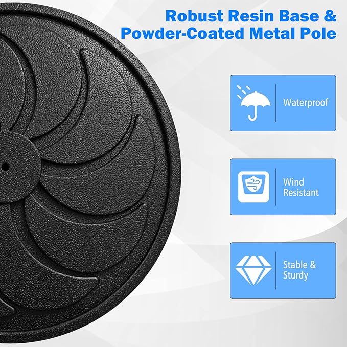 Tangkula Umbrella Base, 40 lbs Capacity Heavy-Duty Patio Outdoor Round Umbrella Stand for 9 ft Umbrella, Fit for 1.5-1.9 inches Table Market Offset Pool Umbrella, Weighted Umbrella Base