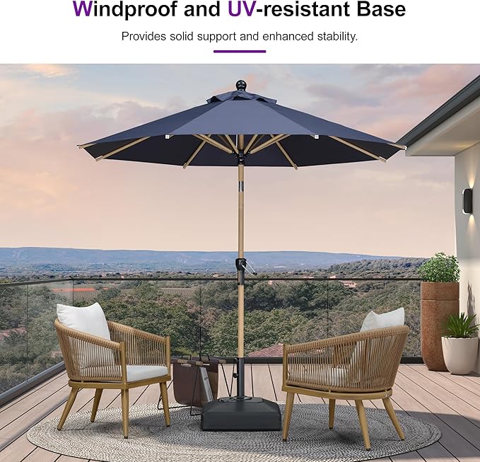 PURPLE LEAF Patio Market Umbrella Base PL245ML Outdoor Table Umbrellas Stand Weighted Square Base, 21.65" x 21.65"