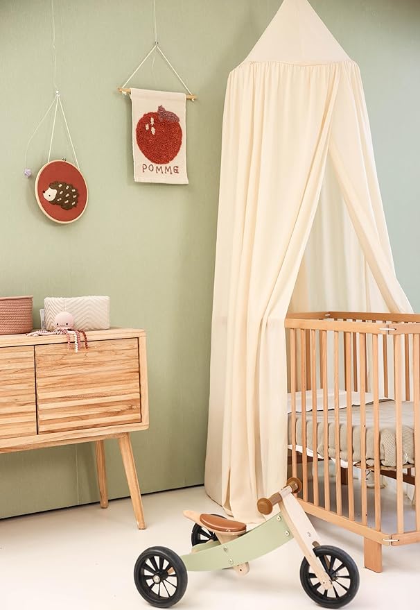 Cream Beige Kids Bed Canopy for Child Bedroom | Nursery Crib Hanging Curtain | Baby Mosquito Net Bedding for Girls & Boys Play Room Decoration | Reading Nook Canopies Toddler Dome Tent