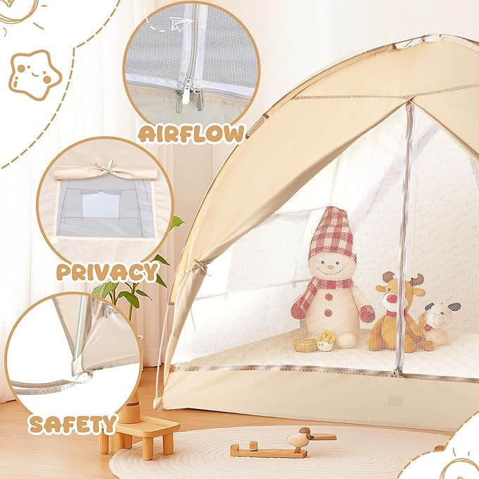 LEEDOR Bed Canopy for Kids/Adults,Mosquito Net & Privacy Tent 2-in-1 Bed Tent,Air Ventilation Mesh & Blackout Cloth Double Design Dream Tent,Indoor Safety Bed Tent for Girls/Boys Twin (No Mattress)