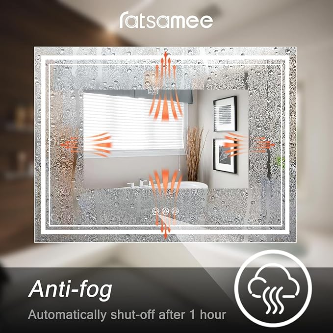 30x30 Inch Led Mirror for Bathroom with Front Light and Backlit, Bathroom Mirror with Led Lights, Vanity Mirror with Lights for Wall, Anti-Fog, Dimmable, Memory Function, Tempered Glass