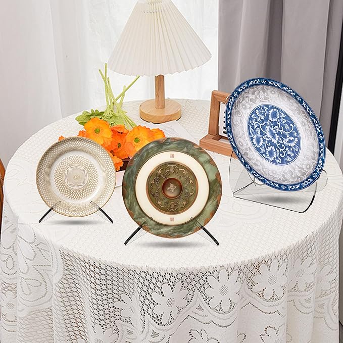 Boloyo "X Shape Acrylic Bowl Display Stand, 4.5 Inch 2PC Clear Acrylic Bowl Plate Platter Dish China Porcelain Display Holder Easel Base for Home Kitchen School Art Display