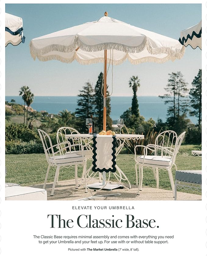 Business & Pleasure Co. Classic White Umbrella Base - Perfect for The Patio Table or Pool - Heavy Outdoor Square Metal Stand - Fits Beach, Market, & Patio Umbrellas - 55 lbs