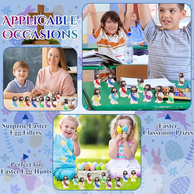 100 Pcs Baby Jesus Figures Mini Jesus Figurines in Bulk Original Design Tiny Miniature Jesus Figures for Hide and Seek, Religious Party Favors, Sunday School, Baptism Gift, Easter Egg Stuffers