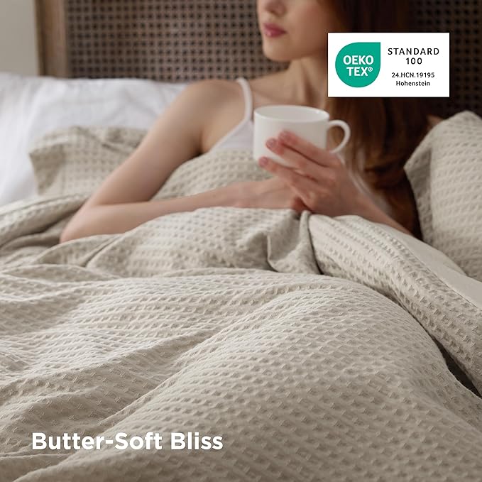 Bedsure Luxury Waffle Duvet Cover King Size - Textured Duvet Cover Set, Soft, Breathable Bedding Set (104"x90") with 2 Pillow Shams for All Season, Linen, Comforter Sold Separately