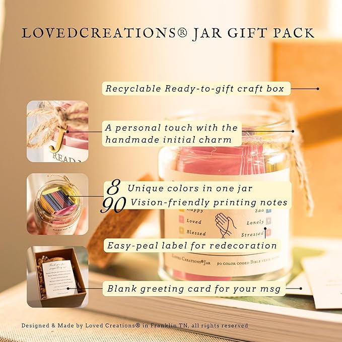 Bible Verse Jar for Christmas Gifts, Initial W Read Me When Prayer, Emotion and Feelings Scripture, Brightness Jar Christian Gifts for Women, Scriptural Study Supplies Men Art Work for Family