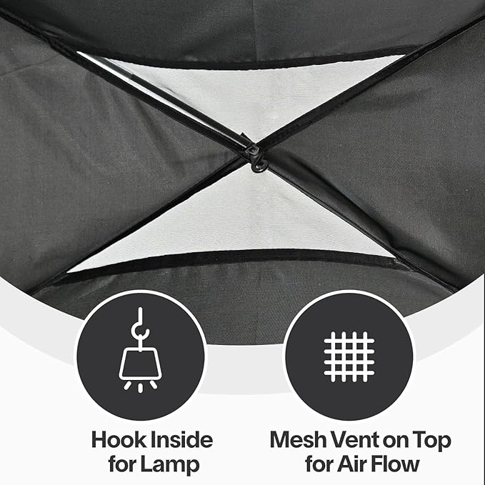 EighteenTek Bed Canopy with Lights, Sleeping Dream Twin Bed Tent, Portable Cottage Drafty Room Blackout Breathable Privacy Big Indoor Tents for Girls & Boys Bedroom Decor, Black