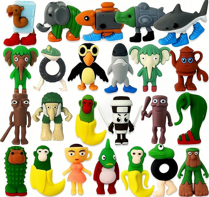 24PCS Tralalero Tralala Toys, Tung Tung Sahur & More – Mini Collectible Brainrot Toys for Desk Decor, BRR BRR Patapim,Meme Shark Collectible Animals Figurine Doll (24Pcs)