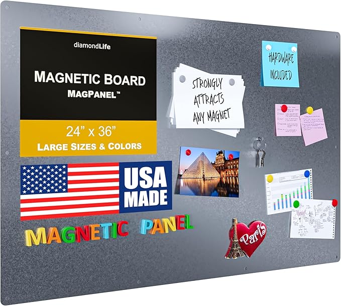 24"x36" - Magnetic Board - Memo & Vision Board for Home, Office, and Classroom - Magnet Board for Kids - Command Strips Included